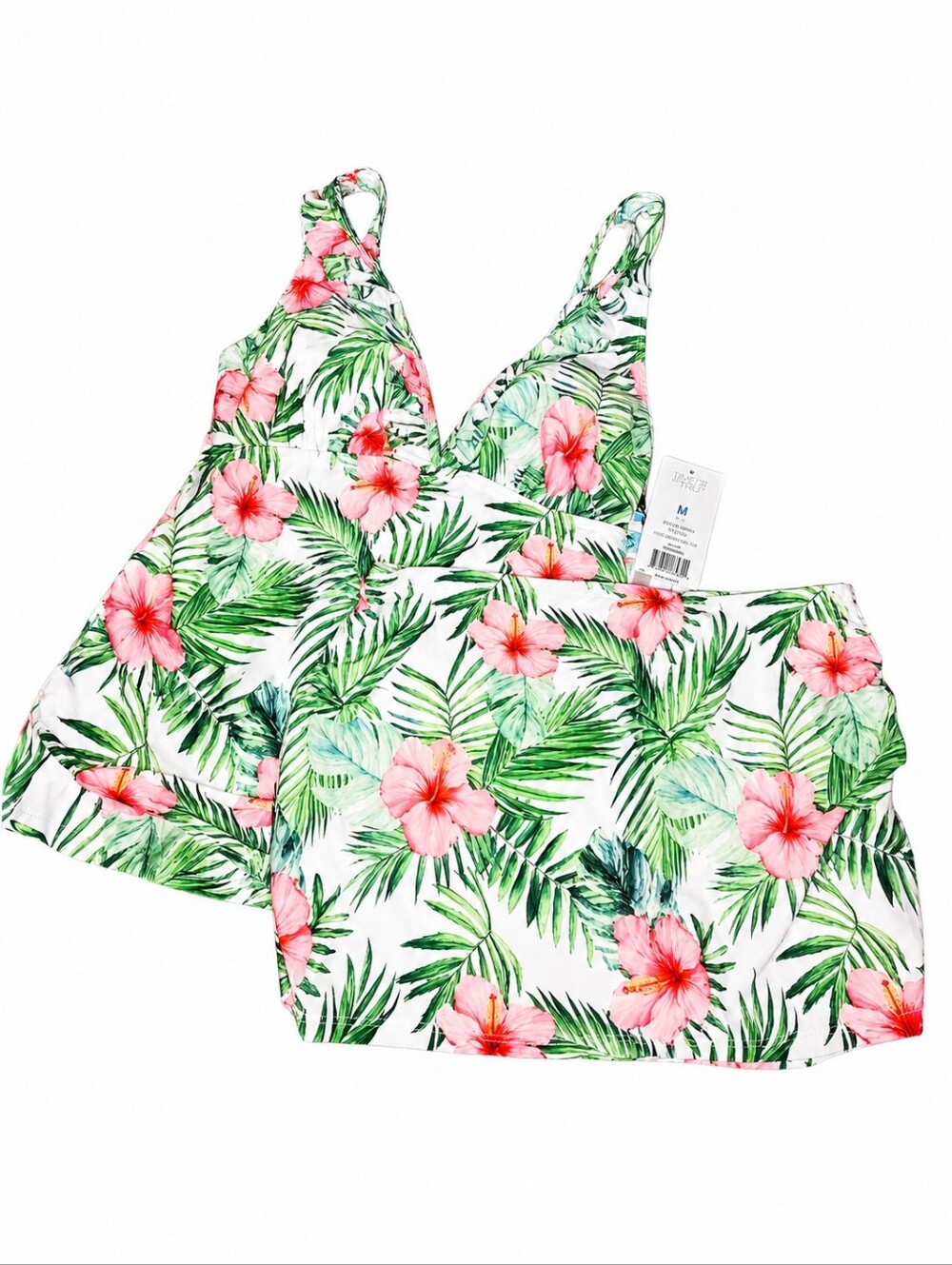 Simply Fit Swimwear Tummy Control Bus‎ Support Butt Coverage SZ Med BLUSH BLOOM
